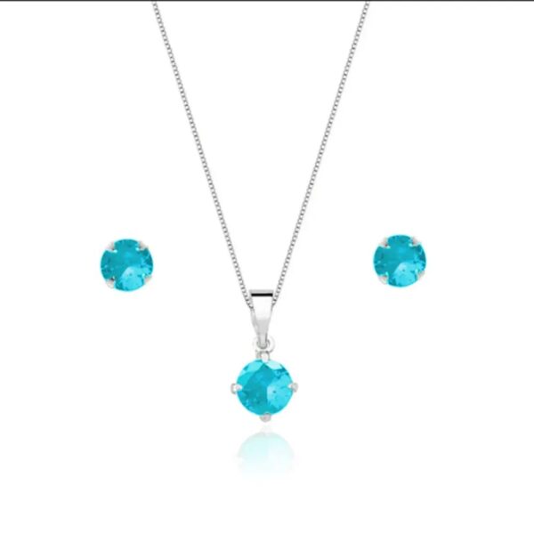 Conjunto Redondo 45 cm com Zircônia em Prata 925