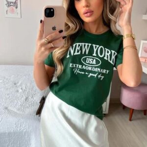 Camiseta Feminina Verde New York
