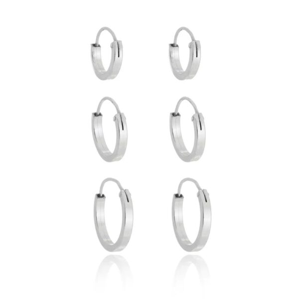 Trio de argola em Prata 925
