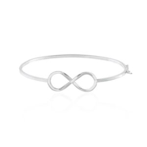 Bracelete de prata 925 Fio Quadrado com Detalhe Infinito 1.5mm 2,5g